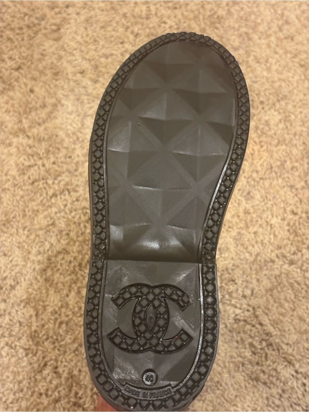 CHANEL Black Knee-High Rain Boots with White Logo - Picture 2 of 5
